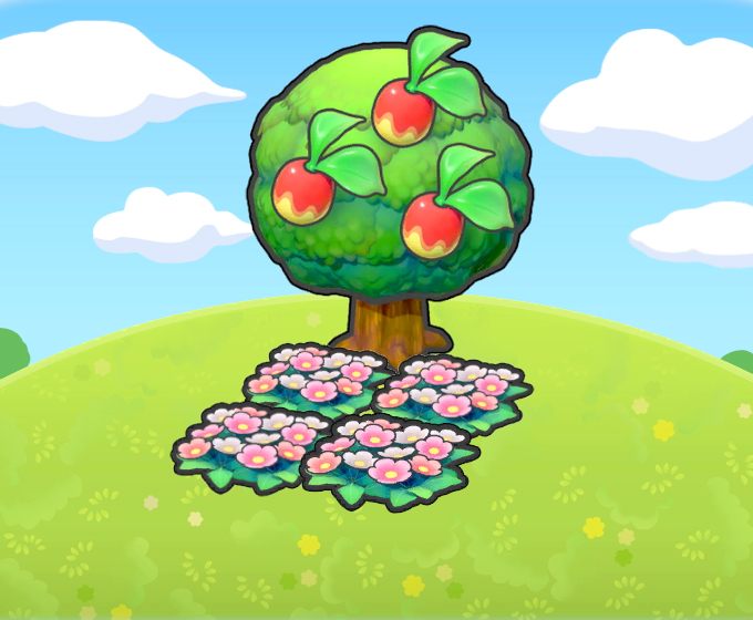 �rbol con lecho de flores