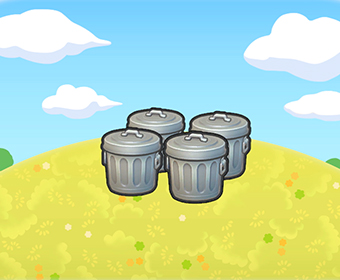 Mont�n de cubos de basura