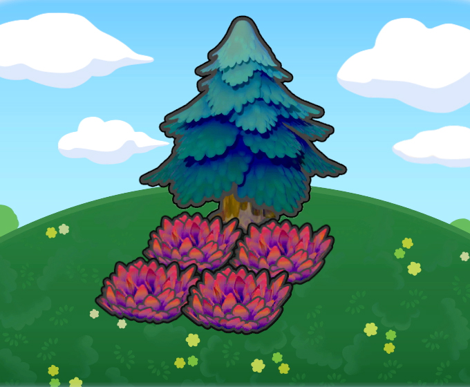 �rbol con herbazal rojo