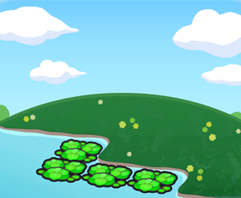 Estanque con plantas flotantes