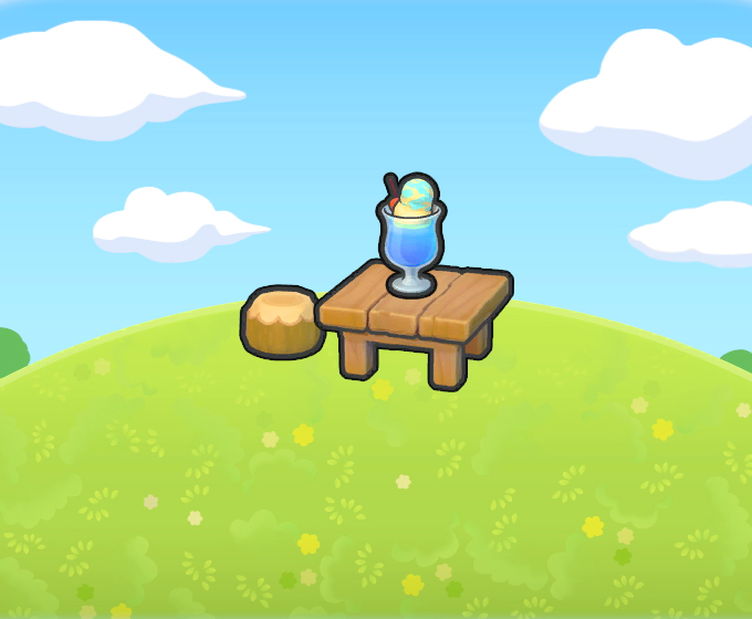 Mesa con bebida azul intenso